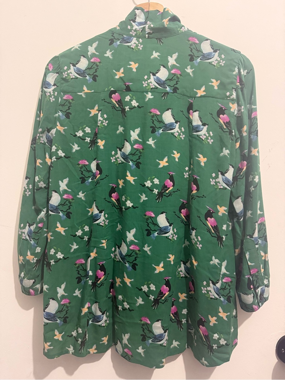 Anthropologie Conversations Bird Print Tie Front Blouse Size 0 - Picture 3 of 5